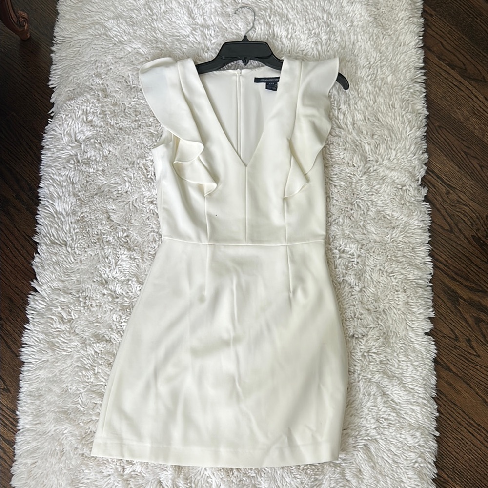 French Connection White Sheath Mini Dress V-Neck Sleeveless